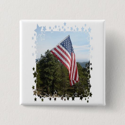 Vlagsterren Vierkante Button 5,1 Cm (Voorkant)