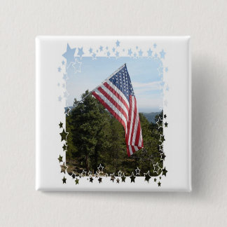 Vlagsterren Vierkante Button 5,1 Cm