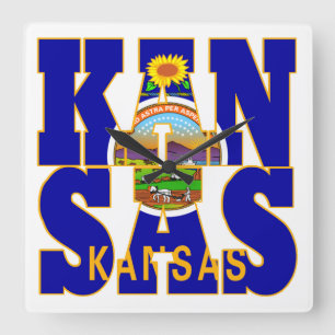 Vlagtekst Kansas-staat Vierkante Klok