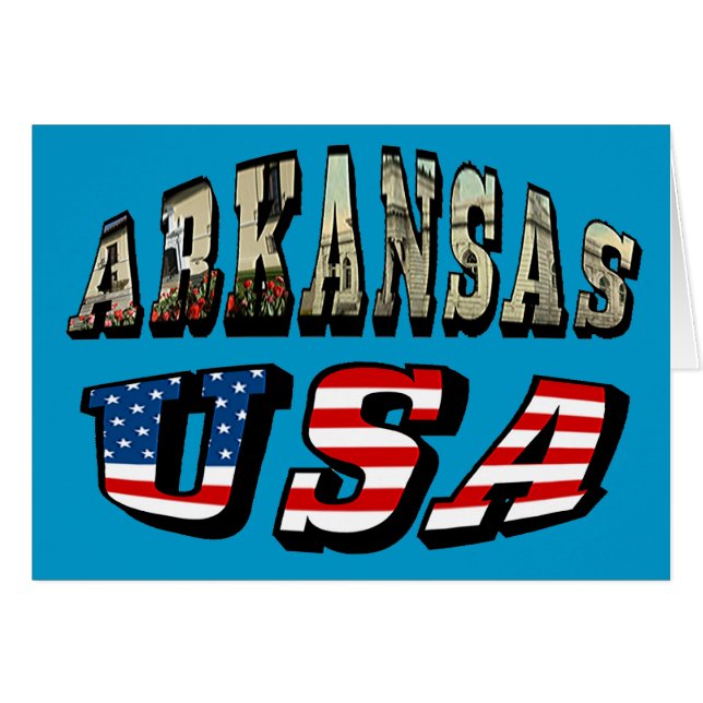 Vlagtekst van Arkansas Afbeelding en USA (Voorkant Horizontaal)