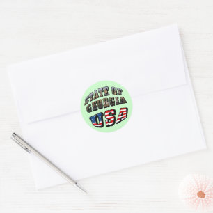 Vlagtekst van de staat Georgië en de VS Ronde Sticker