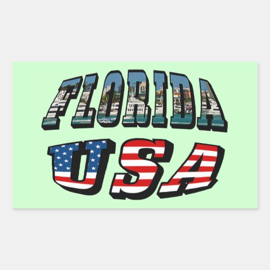 Vlagtekst van Florida-staat en VS Rechthoekige Sticker (Voorkant)