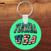 Vlagtekst van Florida-staat en VS Sleutelhanger (Voorkant)