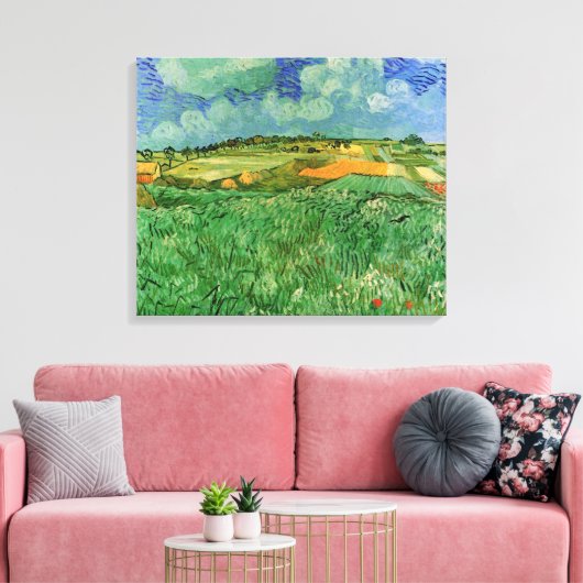 Vlak landschap bij Auvers van Vincent van Gogh Canvas Afdruk (Insitu (Woonkamer))