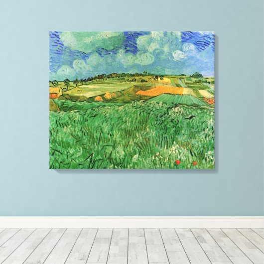 Vlak landschap bij Auvers van Vincent van Gogh Canvas Afdruk (Insitu (Houten vloer))