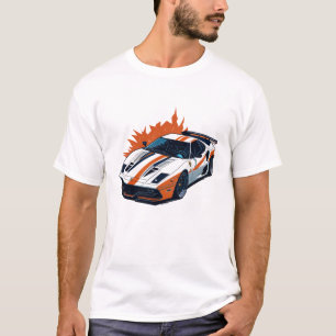 vlak ontwerp van de retro-auto, zeer gedetailleerd t-shirt