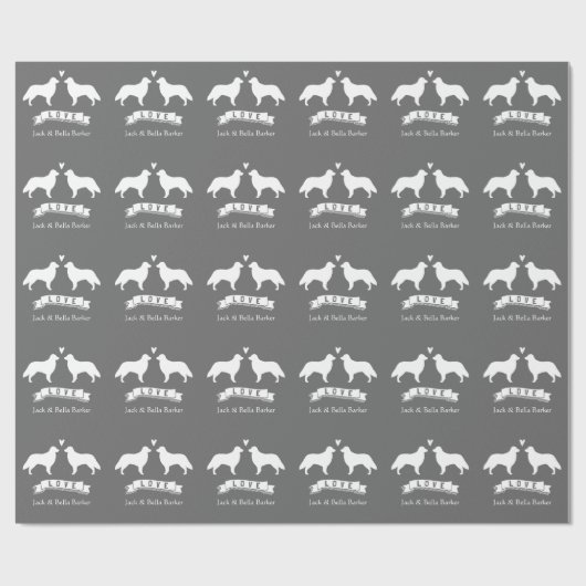 Vlakke Gecoate Retriever Silhouetten Koppel met Te Cadeaupapier (Vlak)