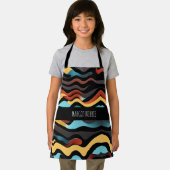 Vlakke golven geel blauw retro geometrisch patroon schort (Insitu)