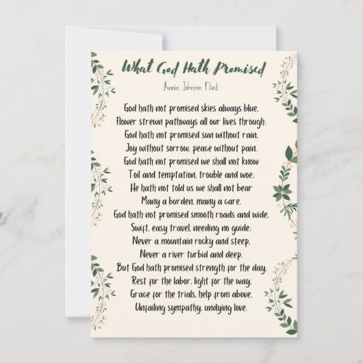 Vlakke Kaart, wat God heeft beloofd Feestdagenkaart (Voorkant)
