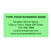 Vlakke tekst bedrijfsmerk op lichtgroene verzendin etiket (Voorkant)