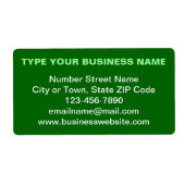 Vlakke Tekst Zakelijk Merk op Groene Verzendlabel (Voorkant)