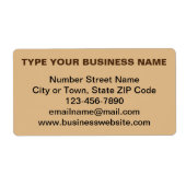 Vlakke Tekst Zakelijk Merk op Lichtbruine Verzendi Etiket (Voorkant)