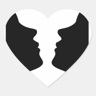 vlakken of vase-illusie van twee vlakken zoals een hart sticker