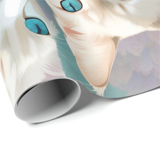 Vlam en Lila Lynx Point Siamese Portrait Art Cadeaupapier (Rol Hoek)