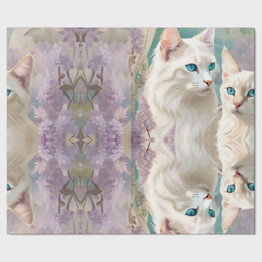 Vlam en Lila Lynx Point Siamese Portrait Art Cadeaupapier (Zoom)