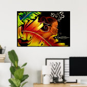 vlam V glas Poster (Thuiskantoor)