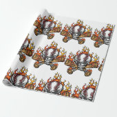 Vlaming Baseball Skull Cadeaupapier (Uitgerold)