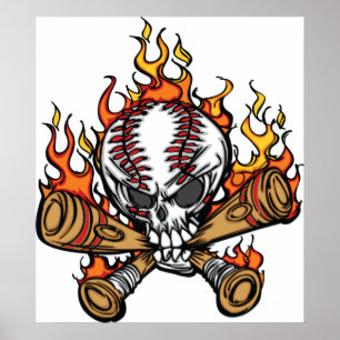 Vlaming Baseball Skull Poster