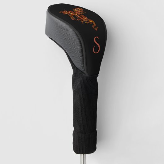 Vlaming draak op zwart Initiaal Golfheadcover (Schuin)