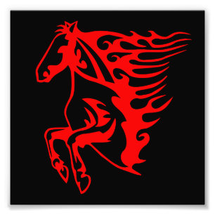 Vlaming Red Bronco Mustang Wilde Paard Foto Afdruk