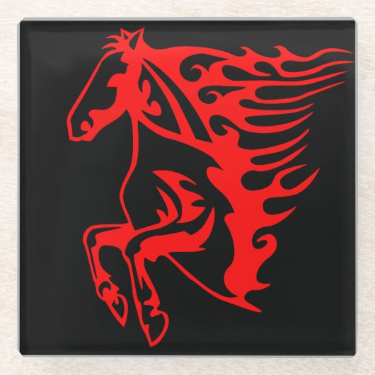 Vlaming Red Bronco Mustang Wilde Paard Glazen Onderzetter (Voorkant)