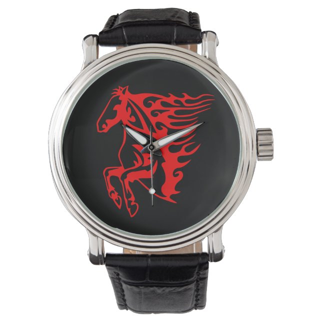 Vlaming Red Bronco Mustang Wilde Paard Horloge (Voorkant)