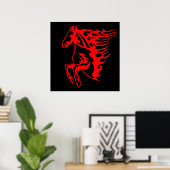 Vlaming Red Bronco Mustang Wilde Paard Poster (Thuiskantoor)