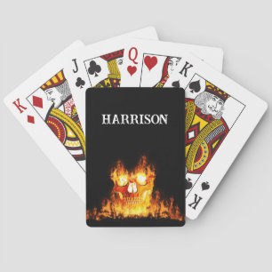 Vlaming van de schedel Vuurcirkelmonogram Pokerkaarten
