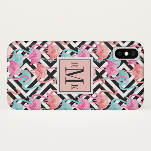 Vlamingoenen op een gebold ontwerppatroon Case-Mate iPhone case (Achterkant (horizontaal))