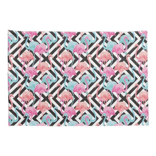 Vlamingoenen op een gebold ontwerppatroon kussensloop (Achterkant-Rechts)