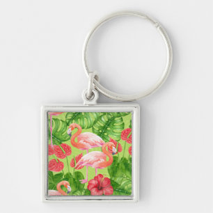 Vlamingvogels en tropische planten sleutelhanger