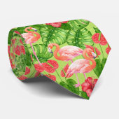 Vlamingvogels en tropische planten stropdas (Opgerold)