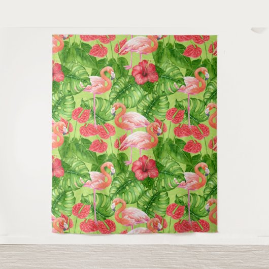 Vlamingvogels en tropische planten wandkleed (Voorkant)