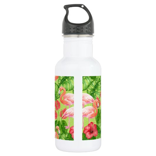 Vlamingvogels en tropische planten waterfles (Achterkant)