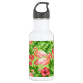 Vlamingvogels en tropische planten waterfles (Voorkant)