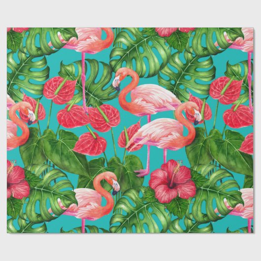 Vlamingvogels en waterverf van tropische tuinen cadeaupapier (Vlak)