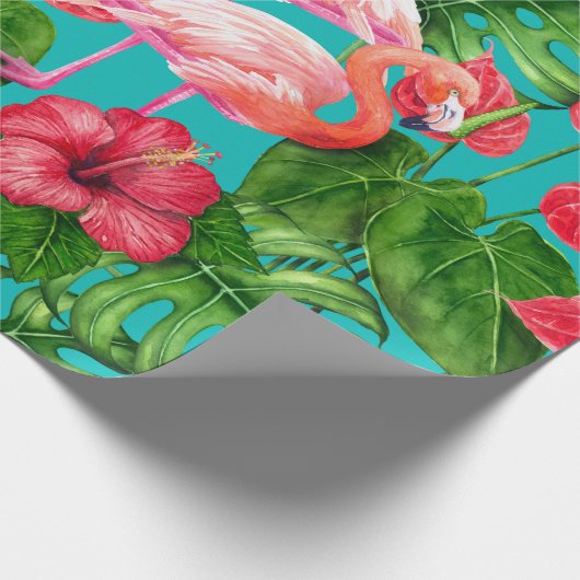 Vlamingvogels en waterverf van tropische tuinen cadeaupapier (Hoek)