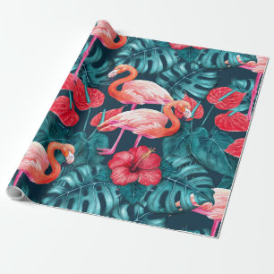 Vlamingvogels en waterverf van tropische tuinen cadeaupapier