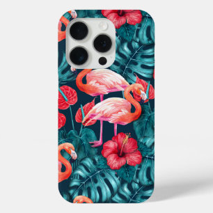 Vlamingvogels en waterverf van tropische tuinen iPhone 15 pro case