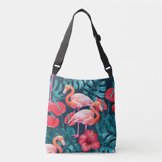 Vlamingvogels en waterverf van tropische tuinen crossbody tas (Voorkant)