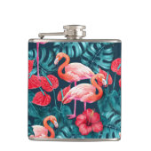 Vlamingvogels en waterverf van tropische tuinen heupfles (Voorkant)