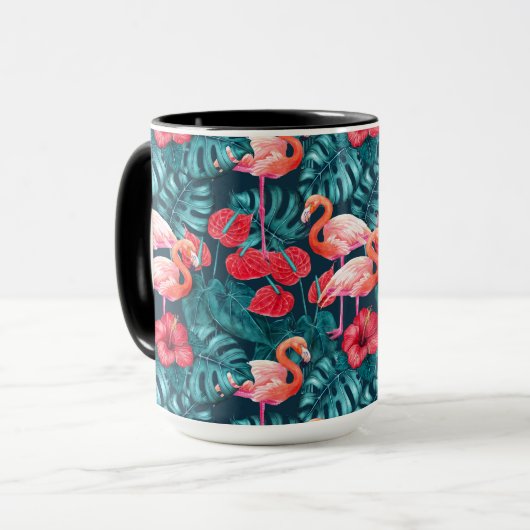 Vlamingvogels en waterverf van tropische tuinen mok (Voorkant links)