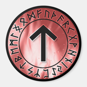 Vlammen, rood [17. Tiwaz] Magneet