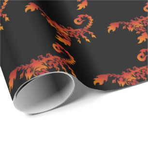 Vlammen Schorpioen Patroon Wrapping Paper Cadeaupapier