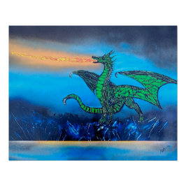 Vlammen spuwende Draak Perfect Poster