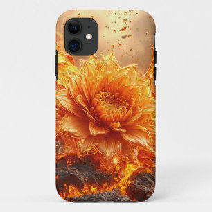 Vlammen vliegen rond een bloem iPhone 11 hoesje