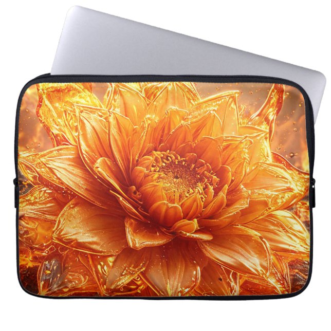 Vlammen vliegen rond een bloem laptop sleeve (Voorkant)