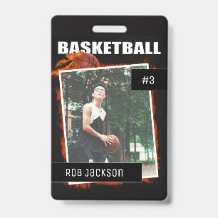 Vlammend Basketbal Gepersonaliseerd Foto badge