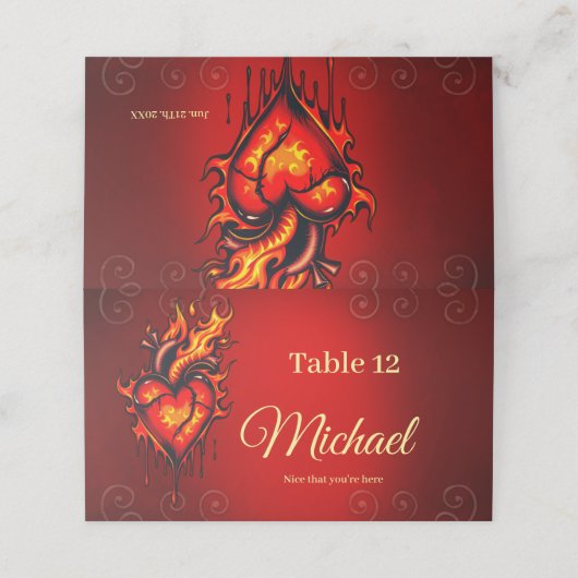 Vlammend hart. (Buitenkant ongevouwen)