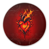 Vlammend hart. keramische knop (Voorkant)